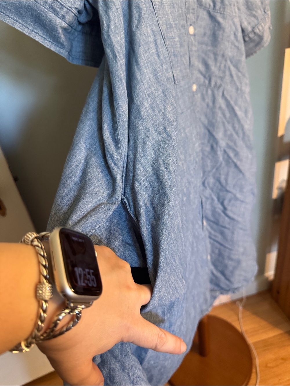 Everlane Blue Chambray denim cotton Midi Shirt Dress - Picture 7 of 7